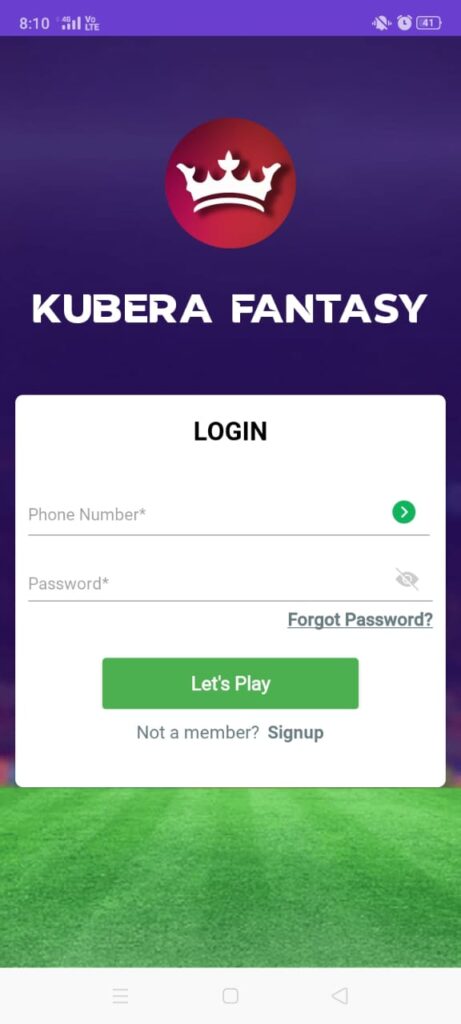 kubera fantasy apk login